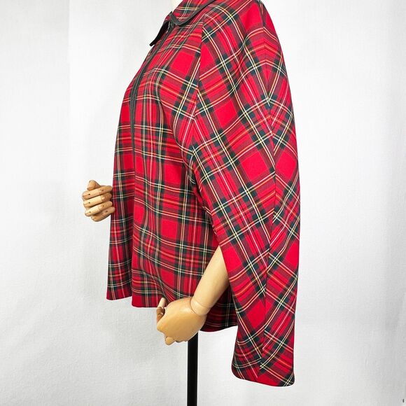 Trina Turk | Teodora Cape | Red Plaid Tartan | Sz P/S - Picture 4 of 12